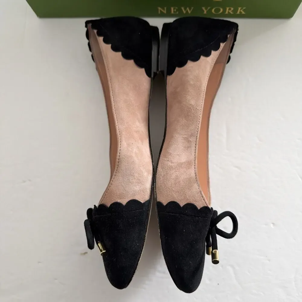 Kate Spade New York Westgrove Fawn Beige / Black Kid Suede Flats Bow Women’s 8
